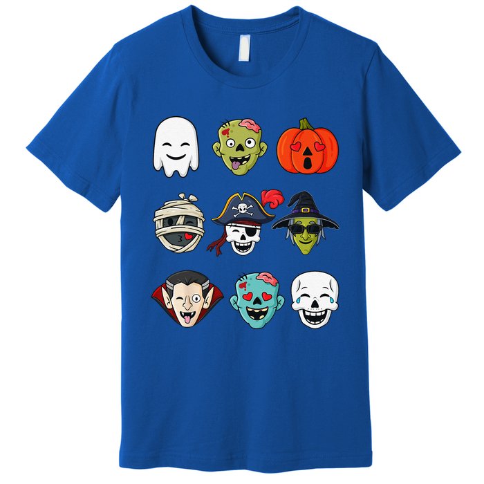 Halloween Pirate Skeleton Zombie Mummy Funny Faces Premium T-Shirt