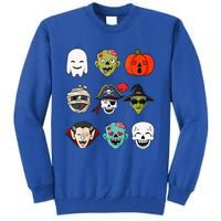 Halloween Pirate Skeleton Zombie Mummy Funny Faces Tall Sweatshirt