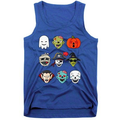 Halloween Pirate Skeleton Zombie Mummy Funny Faces Tank Top