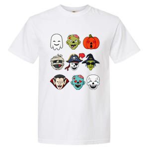 Halloween Pirate Skeleton Zombie Mummy Funny Faces Garment-Dyed Heavyweight T-Shirt