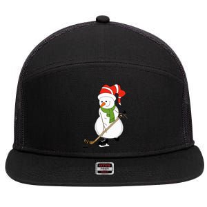 Hockey Playing Snow Gift 7 Panel Mesh Trucker Snapback Hat