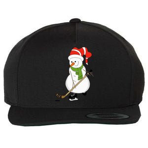 Hockey Playing Snow Gift Wool Snapback Cap