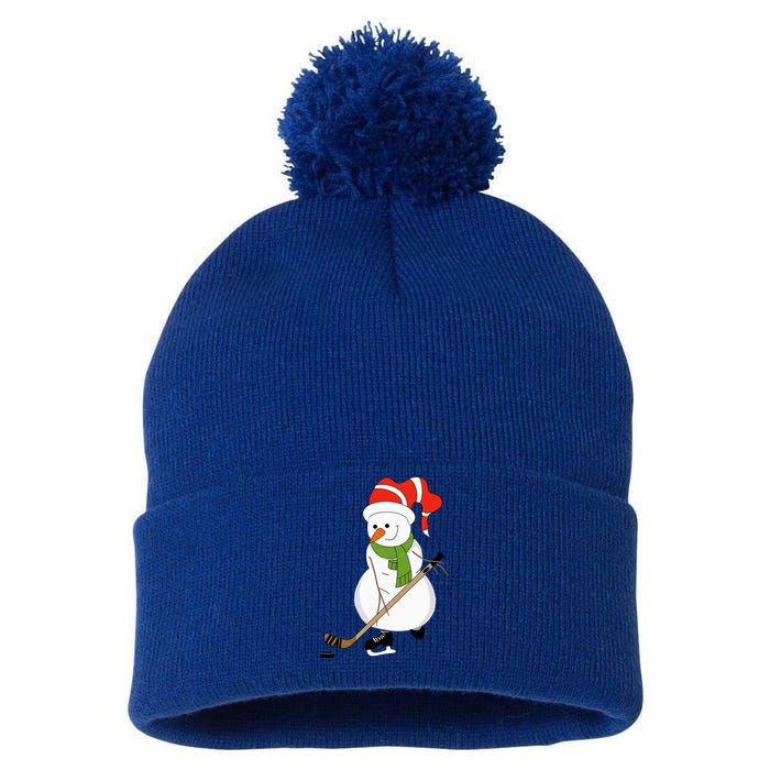 Hockey Playing Snow Gift Pom Pom 12in Knit Beanie