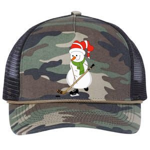 Hockey Playing Snow Gift Retro Rope Trucker Hat Cap