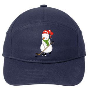 Hockey Playing Snow Gift 7-Panel Snapback Hat