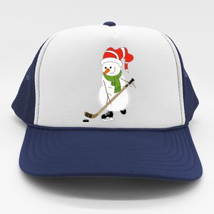 Hockey Playing Snow Gift Trucker Hat