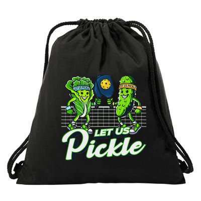 Hilarious Pickleball Swag Featuring Lettuce Pickle Players Drawstring Bag