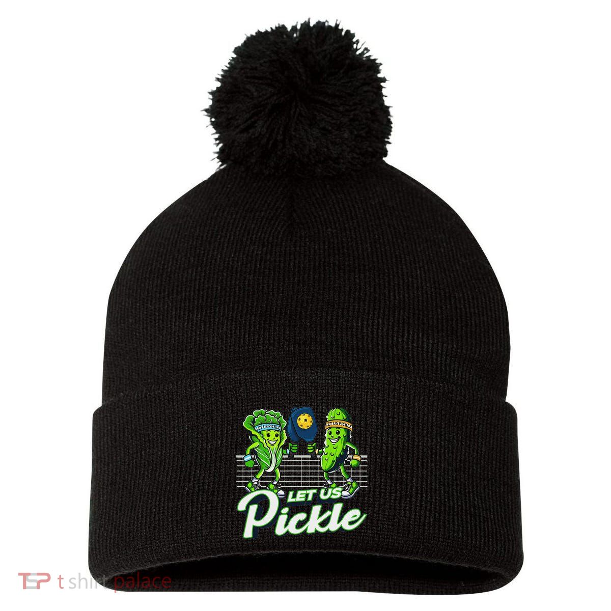 Hilarious Pickleball Swag Featuring Lettuce Pickle Players Pom Pom 12in Knit Beanie