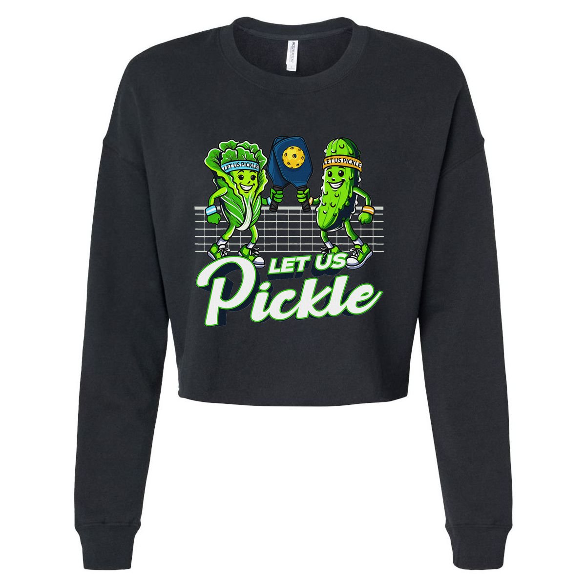 Hilarious Pickleball Swag Featuring Lettuce Pickle Players Cropped Pullover Crew