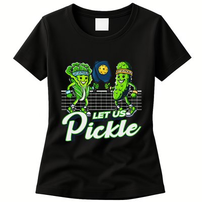 Hilarious Pickleball Swag Featuring Lettuce Pickle Players Womens T-Shirt