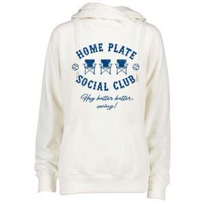 Home Plate Social Club Hey Batter Batter Swing Womens Funnel Neck Pullover Hood