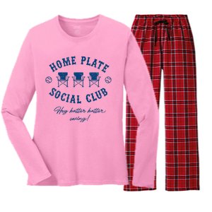 Home Plate Social Club Hey Batter Batter Swing Women's Long Sleeve Flannel Pajama Set 