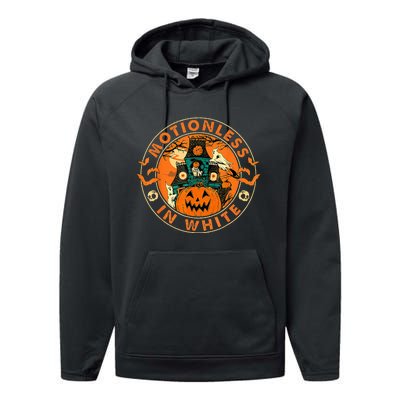 Halloween Pumpkin Scary Funny Motionlesses In White Performance Fleece Hoodie