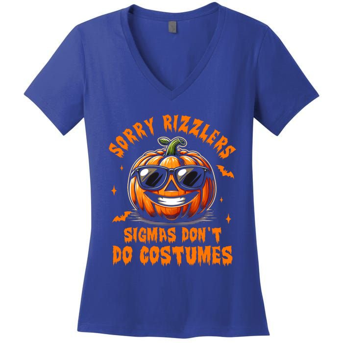 Halloween Pumpkin Spooky Vibes Sigmas DonT Do Costumes Gift Women's V-Neck T-Shirt