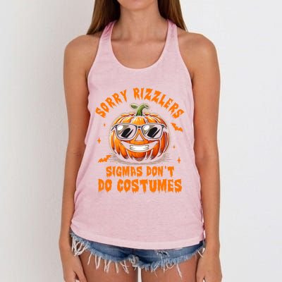 Halloween Pumpkin Spooky Vibes Sigmas DonT Do Costumes Gift Women's Knotted Racerback Tank