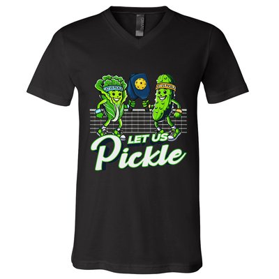 Hilarious Pickleball Swag Featuring Lettuce Pickle Players V-Neck T-Shirt