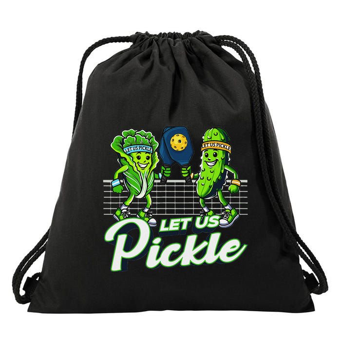 Hilarious Pickleball Swag Featuring Lettuce Pickle Players Drawstring Bag