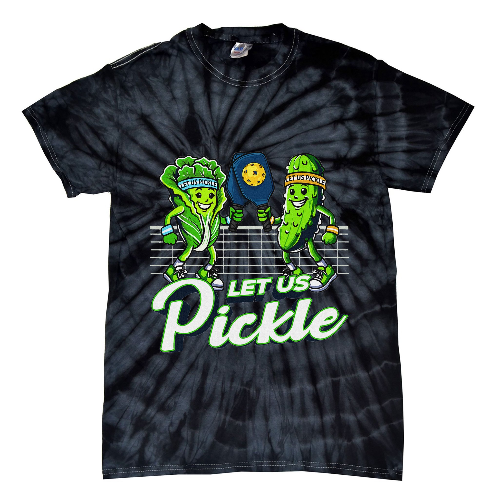 Hilarious Pickleball Swag Featuring Lettuce Pickle Players Tie-Dye T-Shirt