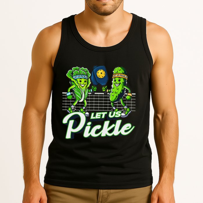 Hilarious Pickleball Swag Featuring Lettuce Pickle Players Tank Top
