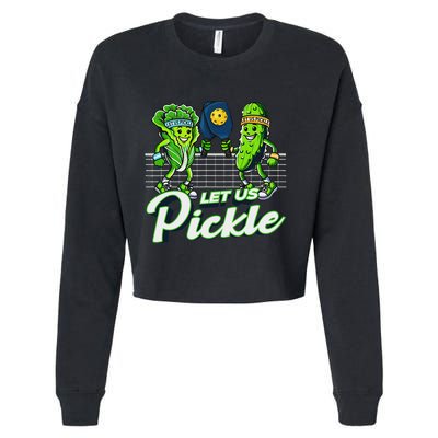 Hilarious Pickleball Swag Featuring Lettuce Pickle Players Cropped Pullover Crew