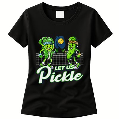 Hilarious Pickleball Swag Featuring Lettuce Pickle Players Womens T-Shirt