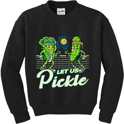 Hilarious Pickleball Swag Featuring Lettuce Pickle Players Kids Sweatshirt