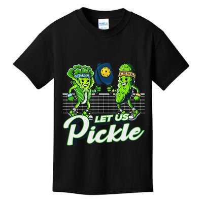 Hilarious Pickleball Swag Featuring Lettuce Pickle Players Kids T-Shirt