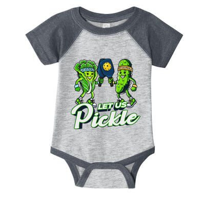 Hilarious Pickleball Swag Featuring Lettuce Pickle Players Infant Baby Jersey Bodysuit