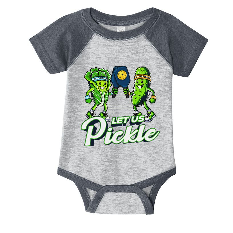 Hilarious Pickleball Swag Featuring Lettuce Pickle Players Infant Baby Jersey Bodysuit