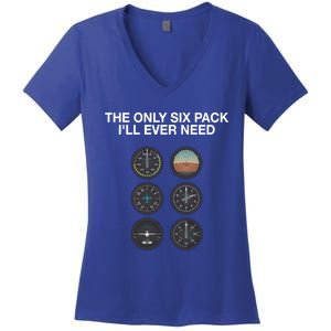 Hilarious Pilot Six Pack Great Gift Women's V-Neck T-Shirt