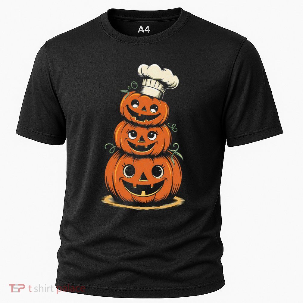 Halloween Pumpkin Stack Chef Hat Spooky Scary Cooling Performance Crew T-Shirt