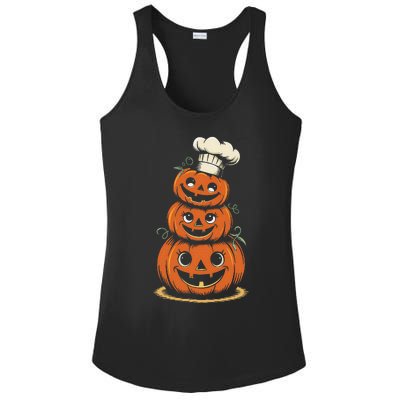 Halloween Pumpkin Stack Chef Hat Spooky Scary Ladies PosiCharge Competitor Racerback Tank