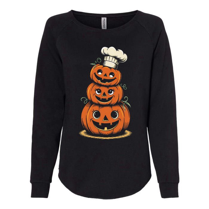 Halloween Pumpkin Stack Chef Hat Spooky Scary Womens California Wash Sweatshirt