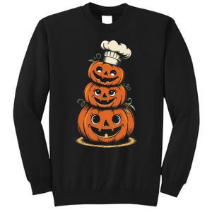 Halloween Pumpkin Stack Chef Hat Spooky Scary Tall Sweatshirt