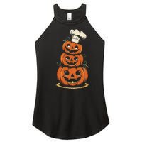 Halloween Pumpkin Stack Chef Hat Spooky Scary Women's Perfect Tri Rocker Tank