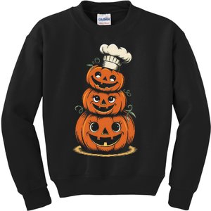 Halloween Pumpkin Stack Chef Hat Spooky Scary Kids Sweatshirt