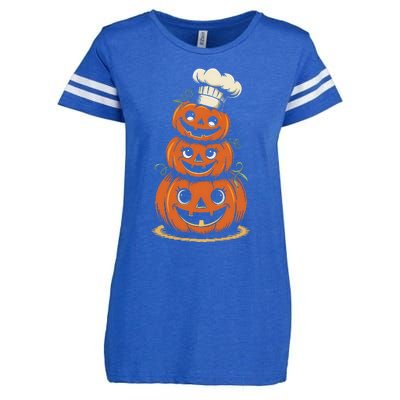 Halloween Pumpkin Stack Chef Hat Spooky Scary Enza Ladies Jersey Football T-Shirt