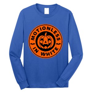 Halloween Pumpkin Scary Funny Motionlesses In White Long Sleeve Shirt