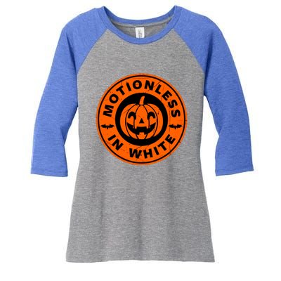 Halloween Pumpkin Scary Funny Motionlesses In White Women's Tri-Blend 3/4-Sleeve Raglan Shirt