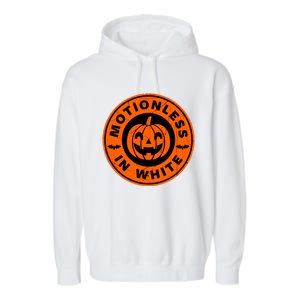 Halloween Pumpkin Scary Funny Motionlesses In White Garment-Dyed Fleece Hoodie