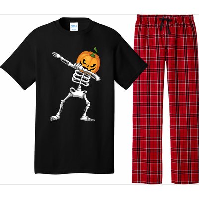 Halloween Pumpkin Skeleton Dabbing Funny Gift Pajama Set