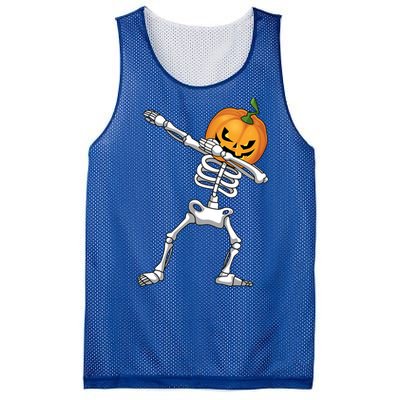 Halloween Pumpkin Skeleton Dabbing Funny Gift Mesh Reversible Basketball Jersey Tank