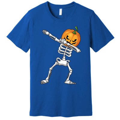 Halloween Pumpkin Skeleton Dabbing Funny Gift Premium T-Shirt