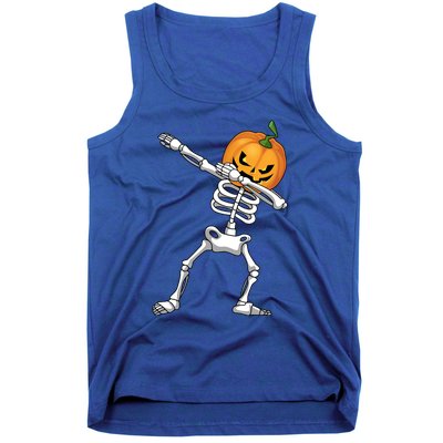 Halloween Pumpkin Skeleton Dabbing Funny Gift Tank Top