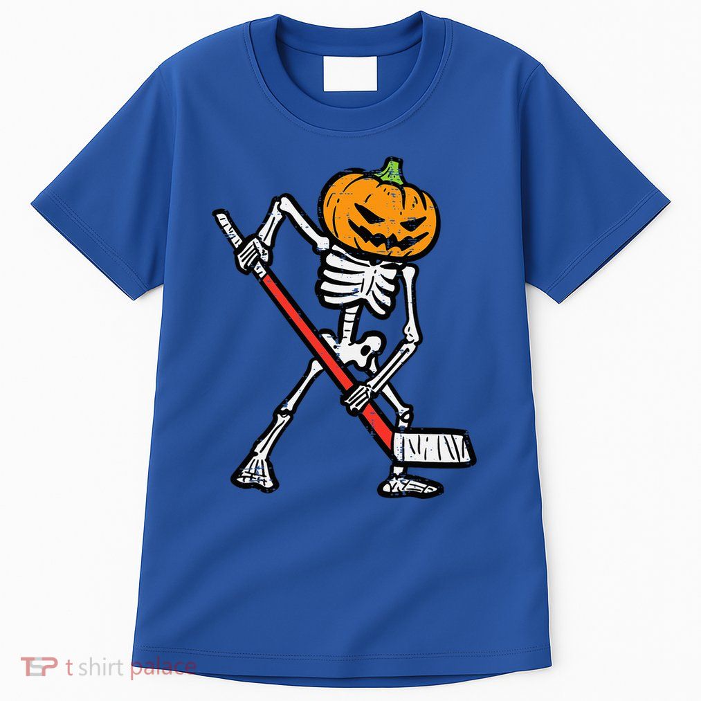 Halloween Pumpkin Skeleton Ice Hockey Costume Tall T-Shirt