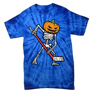 Halloween Pumpkin Skeleton Ice Hockey Costume Tie-Dye T-Shirt