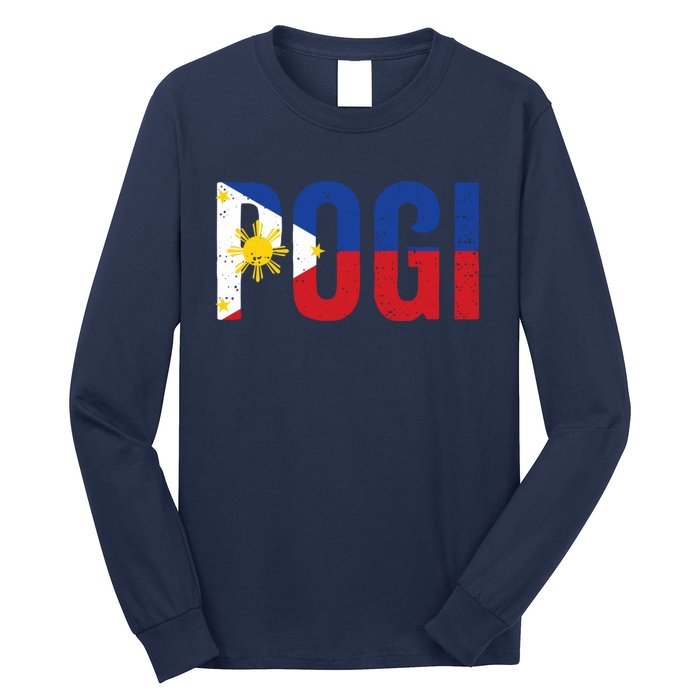 Hilarious Pogi Statement In Philippine Flag Long Sleeve Shirt