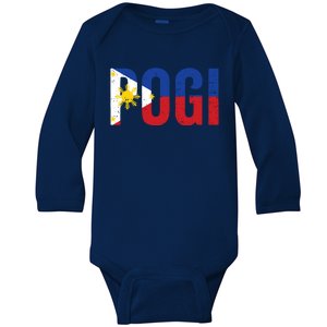 Hilarious Pogi Statement In Philippine Flag Baby Long Sleeve Bodysuit