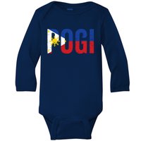 Hilarious Pogi Statement In Philippine Flag Baby Long Sleeve Bodysuit