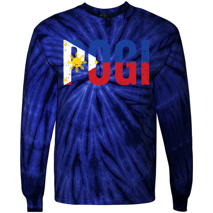 Hilarious Pogi Statement In Philippine Flag Tie-Dye Long Sleeve Shirt